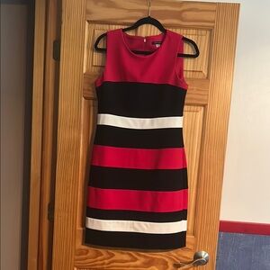 Tommy Hilfiger  Red, Black, and White Striped Mini Dress
